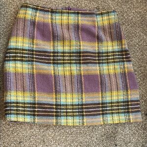 Vibrant Plaid Mini Skirt in Purple and Yellow
